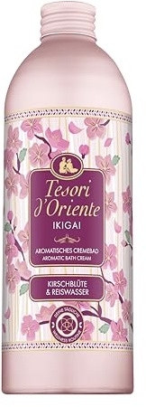 Tesori d'Oriente Crème de bain « Ikigai » - Bain aromatique avec fleurs de cerisier et eau de riz - Soin du corps pour la baignoire - Rituel pour le corps et les sens - 500 ml
