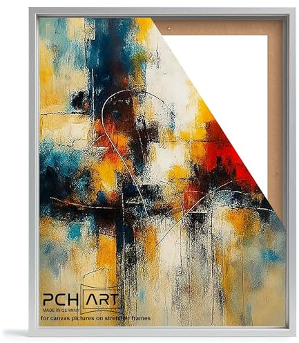 PCH[art] Schattenfugenrahmen in Alu Optik für Leinwandbilder auf Keilrahmen|Größe: 24x30 cm| Rahmen ohne Glas und Rückwand