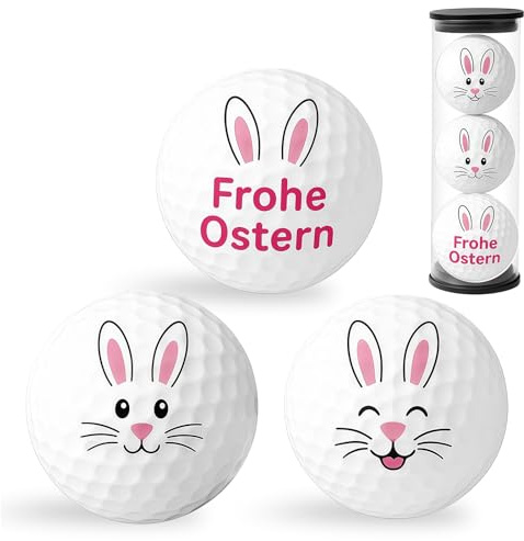 Scinzene 3 Stück Oster Golfbälle, Lustige Hasen Motive, Golf Geschenke, Golfbälle Geschenkset, Golfball Personalisiert, Golfer Ostern Geschenkidee, Golf Zubehör, Herren, Damen, Golf-Fans