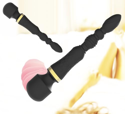 Wand Vibrator Massager for Women & Men – Dual Ended 14 Vibration Modes Magic Wand with G-Spot & Anal Flexible Tail, Waterproof Rechargeable Silicone Sex Toy for Couples – Wand & Anal Plug
