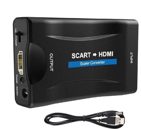 Adaptateur Convertit Entrée Péritel Analogique en Sortie HDMI Vidéo Audio 720p/1080p Compatible et Audio Haut de Gamme, Adaptateur Pour Projecteur Moniteur HDTV STB VHS Xbox PS3 Sky Blu-ray DVD