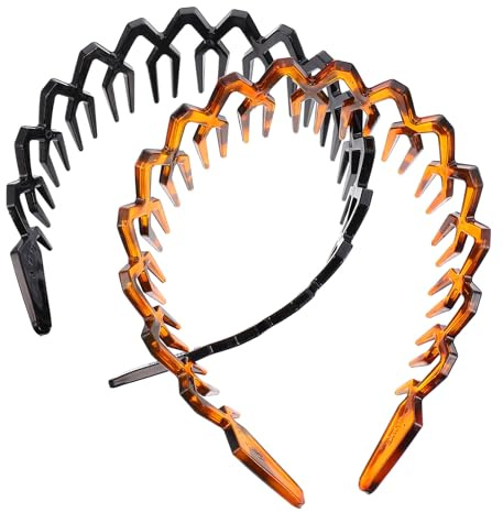 HAKIDZEL -pack Gewelltes Haarkamm Stirnband aus Kunststoff mit Gezacktem Design 2 Stück Haarzubehör für Damen zur Frisurgestaltung und Täglichen Anwendung