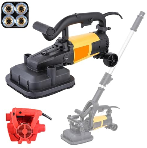 Juego De Pulidora De Suelos De HormigóN De 4 Cabezales, Lijadora Manual para Paneles De Yeso con Varilla Extensible Y 6 Velocidades Ajustables, para Baldosas De Cemento ExtensionPole+VacuumCleaner