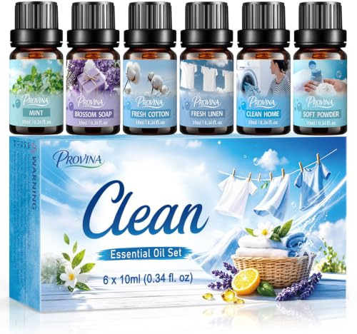 PROVINA Doftoljor Set 6 x 10 ml Tvättinspirerade Dofter för Diffuser