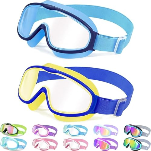 Vvinca Lunettes de natation pour enfants, large vue, anti-buée, protection UV