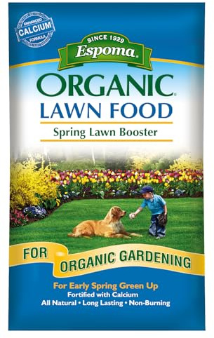 Espoma Organic Spring Lawn Booster 8-0-0 Natural & Organic Lawn Fertilizer. Long Lasting Slow-Release Nitrogen Enhanced with Calcium. 30 lb. Bag Covers up to 5,000 Sq. Ft.