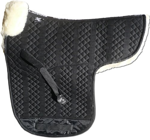 Engel Reitsport | SADEK1AP-VSS-SCH-MED | Lammfell Satteldecke | Korrektur Aufpolsterbar | Fell in Sattellage | Fellkranz vorne | Vielseitigkeit | Stoff schwarz Fell med.