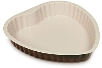 Guardini, Stampo cuore 25x25 cm, Fondo salvagoccia, Acciaio con rivestimento antiaderente, Crema e Cioccolato, Made in Italy, Linea Bon Ton