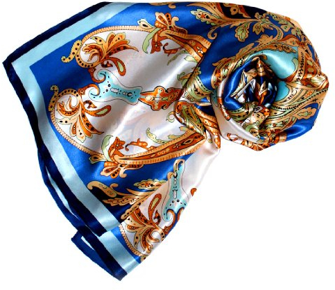 Lorenzo Cana Seidentuch aufwändig bedruckt Tuch 100% Seide - 90 cm x 90 cm harmonische blau gold weiss Farben Damentuch Schaltuch 8902488