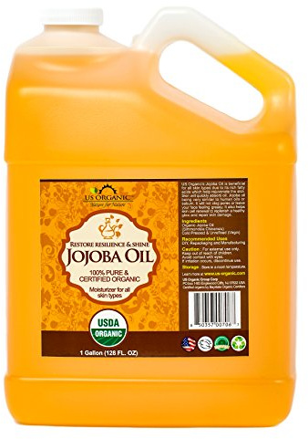 US Organic Jojoba Oil, USDA Certified Organic,100% Pure & Natural, Cold Pressed Virgin, Unrefined, Haxane Free, Sourced from Middle East, Size for DIY and Small Manufacturers (128 oz (1 Gallon))