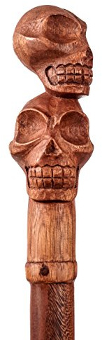 Windalf Magier Wanderstab Skull 180 cm 2 Totenköpfe Handgearbeitet aus Holz