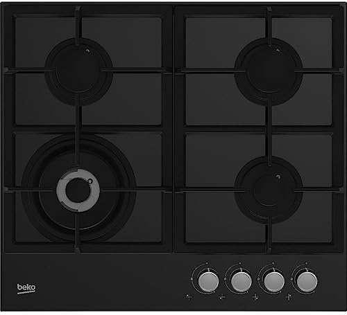 Beko HILW 64225 S Noir Intégré Gaz Plaque (Noir, Intégré, Gaz Verre, 1000 W, 1750 W)