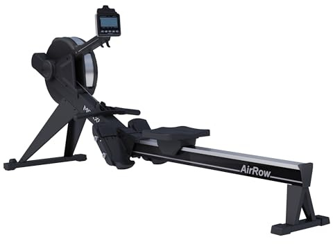 MAXXUS® Rudergerät AirRow mit Luftwiderstand, 10 Stufen und LCD-Monitor | Klappbare Rudermaschine bis 150 kg mit Kettenzug und neigbarem Display für Cardio-, Ausdauer- und Krafttraining zu Hause