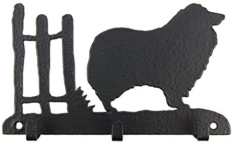 Tierisch-tolle Geschenke Colle Langhaarcollie Leinengarderobe - Schlüsselbrett - Garderobe mit Hundemotiv