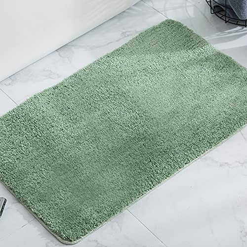 KELEKELE Alfombra Baño Antideslizante Alfombra de Baño Microfibras Suaves esponjosa Absorbente Alfombrilla Baño Lavable a Máquina para bañera WC, Dormitorio Salon (Verde Claro, 40 x 60 cm)