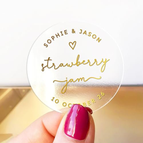Custom Gold Foil Wedding Favor Stickers for Jars - Personalized Jam Labels - Elegant Wedding Favors - RW39