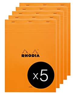 Rhodia 18600C 5 Notizblöcke N.18 A4 liniert mit Rand Orange