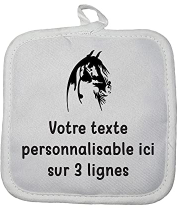 Manique Gant de Cuisine Pictogramme Tête de Cheval 1 avec Texte Personnalisable