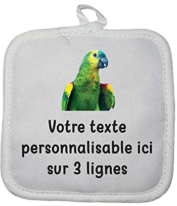 Manique Gant de Cuisine Pictogramme Amazone Oiseau avec Texte Personnalisable