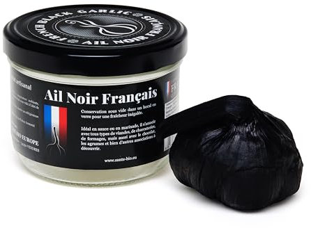 French Black Garlic - Tête d'Ail Noir Français de Piolenc - Médaille d'argent 2023 - Ingrédient Culinaire de Prestige - Antioxydant Naturel, Riche en Vitamines et Oligo-Éléments - 90 Grammes