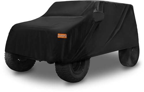 X AUTOHAUX 210D SUV Car Cover for Jeep Wrangler JK JL 2 Door 2007-2021 BK | Outdoor Waterproof Sun Rain Dust Wind Snow Protection, 210D Oxford, Black