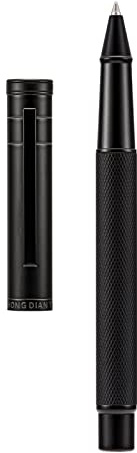 Hongdian Matte Black Forest Rollerball Pen with Schmidt Black Ink Refill, Classic Design with Metal Case for Business Signature
