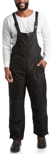 Perry Ellis Mens Snow Bibs - Insulated Mens Waterproof Ski Bib - Overalls Winter Snow Pants for Men, Sizes Run Small (S-3XL), Size Large, Black