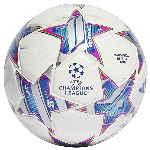 adidas IA0944 UCL Mini Recreational Soccer Ball Unisex Adult Top:White/Silver met./Bright Cyan/Shock Purple Bottom:Iron MET./SOLAR ORANGE Größe 1