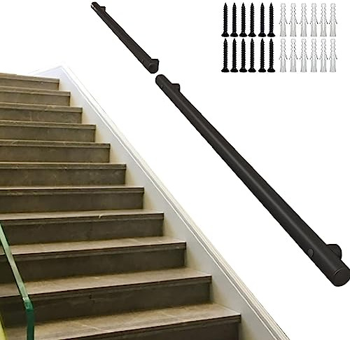 Runder Handlauf, an der Wand montierter Geländerhandlauf, moderne schwarze Handläufe für den Innen- und Außenbereich, 1 m, 1,5 m, 2,5 m, 3 m, 3,5 m Treppengeländer – Edelstahl ( Size : 250cm )