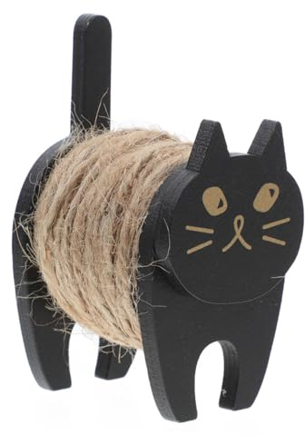 SEWOART Wood Cat Cord Reel and Embroidery Floss Bobbins Holder, Novelty Rope Organizer for Desk Decor, Compact Lightweight Cat Design for Organising Wires and Data Cables,