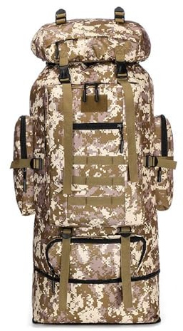 TMTGTS Wanderrucksack 100L Große Kapazität Rucksack Wasserdicht Outdoor Camping Sport Rucksäcke Reiserucksack Camping Bergsteigen Outdoor Sport Rucksack Camouflage Herren Damen Fluchtrucksack
