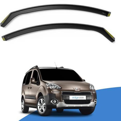 EdgeVisors Wind Deflectors | Fits: Peugeot Partner MK2 (2008-2018) VAN 2pc Set | In-Channel Rain Guards for Wind, Rain & Sun Protection, Easy Installation - Tinted