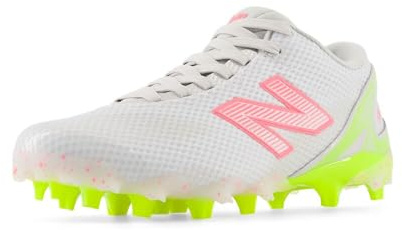 New Balance Women's FreezeLX V5 Low Lacrosse Shoe, White/Hi-Lite/Ultra Pink, 10 M