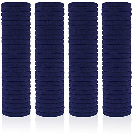 Lot de 100 élastiques à cheveux en caoutchouc pour femme et fille (bleu foncé)
