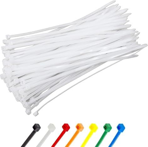 Small White Cable Ties 100mm (4), 2.5mm | Pack of 100 | Clear Natural Nylon Zip Ties, Self-Locking | Indoor Office, Desk & Home Cable Management - Abacus Range