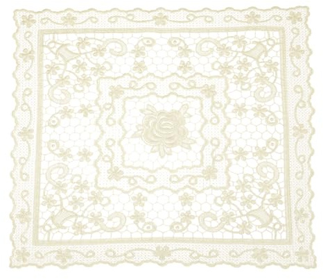 sourcing map Mantel individual de encaje retro de 15 x 15 pulgadas, cuadrado bordado, manteles individuales de ganchillo francés, posavasos para el hogar, boda, color amarillo