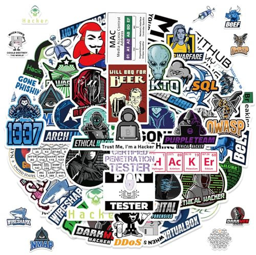 100 Piezas de Pegatinas de El Hacker, Hacker Stickers Set, Hacker Impermeable Vinilo Pegatinas para Ordenador Portátil, Pegatinas de Graffiti de Vinilo para Niños Adolescentes Maletas Cascos