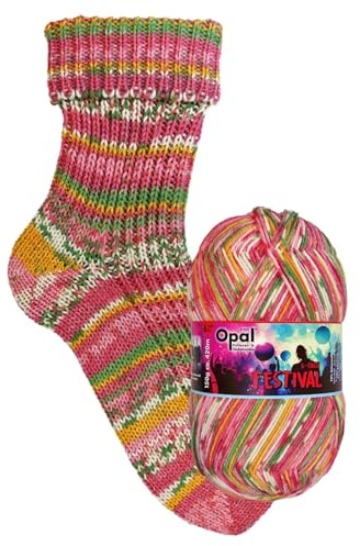 Opal Festival, 6-fach Sockenwolle, 150 g / 420 m, Nadelstärke 3-4, 75% Schurwolle, 25% Polyamid, schöne Farben, weich, saugfähig, strapazierfähig (11425 Camping)