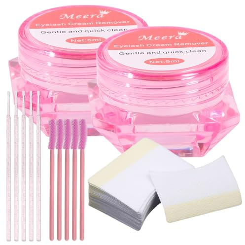 2 Pieces of Lash Remover,Eyelash Remover for Extensions,Eyelash Extension Remover,Containing 40 Pads,5 Eyelash Brushes and 5 Cotton Swabs,Gentle and Non-Irritating,No Damage to Real Eyelashes