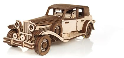 EWA Eco-Wood-Art – “FERDINAND RETRO CAR” - Puzzle 3D in legno - Rompicapo per adulti e adolescenti - da montare senza colla – 278 pezzi