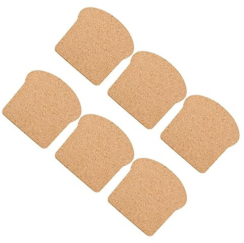 Ciieeo Posavasos De Corcho Reutilizables 6 Piezas, Posavasos De Té Aislantes Térmicos, Resistentes Al Calor y Ecológicos, para Vajilla y Hogar, Portavasos Diseño De Pan Tostado para Mesa y Bar