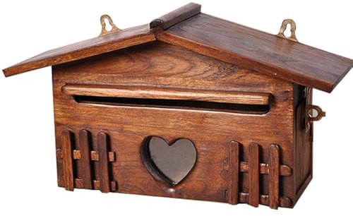 WANGCEPLSD Briefkasten Holz für Hütten, Briefkasten Klein, Briefkästen für Die Dekoration von Haus, Bar Und Haus, 33x18x9cm,