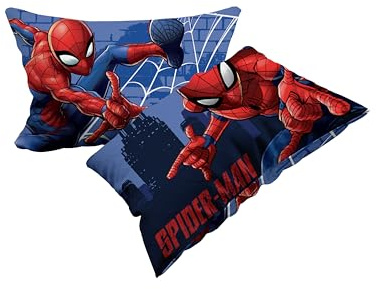 Spiderman, Lot de 2 taies d'oreiller en Coton, 2 taies d'oreiller, 100% Coton, 50 x 80 cm, Fermeture à enveloppe