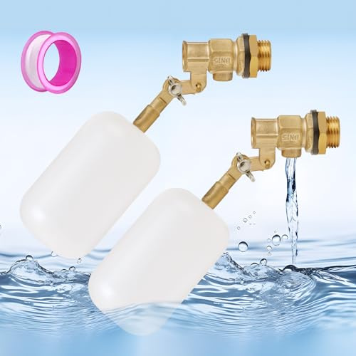 MOGOULUA 1/2 Schwimmerventil Aus Messing Mit 300cm PTFE Dichtband Automatisches Schwimmerventil mit verstellbarem Arm Wasserstandsregelventil Für Rindertränke Hundetränke Schwimmbädern Aquakultur