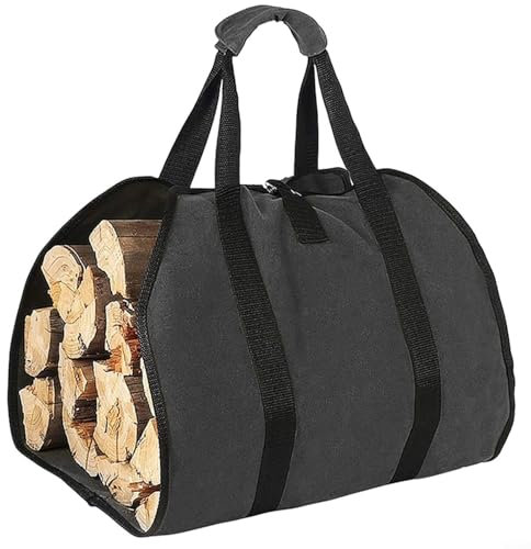 Gettimore Sac de transport pour bois de chauffage, sac de transport de bûches pour bois, avec poignées, sac fourre-tout fonctionnel en toile imperméable pour manipuler des charges de bois de chauffage