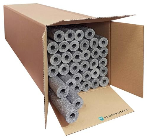 Scorprotect® voller Karton PE Rohrisolierung grau, angeschlitzt 34 Meter (Grau, 15 x 13 mm x 1 Meter)