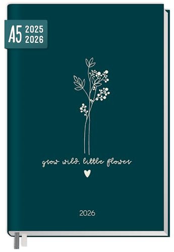 Häfft® Chäff-Timer 2025/2026 A5 Little Flower Kalender für 18 Monate: Juli 2025 bis Dez. 2026 - nachhaltig & klimafreundlich