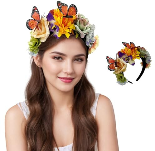 Yolistar Cerchietto Fiori per Capelli Donna, Fiori Corona Fascia Capelli per Sposa Damigella Onore Ragazza Donna, Cerchietti Carnevale per Ragazze, Floreale Corona Fascia per Capelli per il Festival