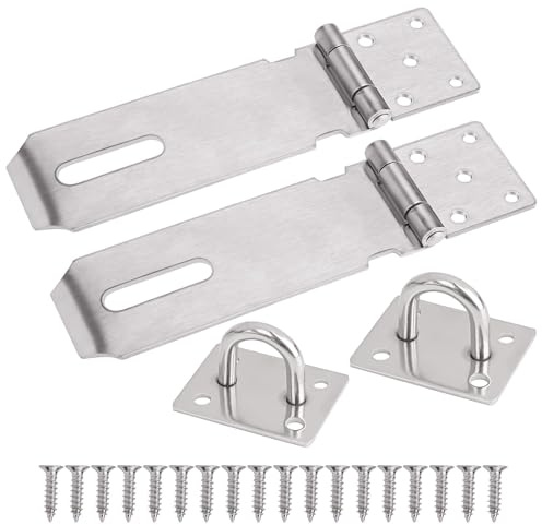 Lucchetto Hasp Chiusura in Acciaio Inxo, 2 Pezzi Serratura Della Porta Hasp 4 Pollici con Viti per Mobili Armadietto Cassetto Armadio Porta e Cancello, Argento