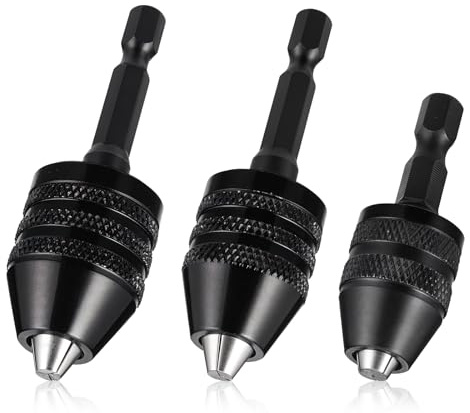 Adaptador de portabrocas sin llave, 3 adaptadores de broca hexagonal de 1/4 pulgadas para destornillador de impacto, convertidor de cambio rápido, adaptadores de conversión de portabrocas de 0.3-6.5